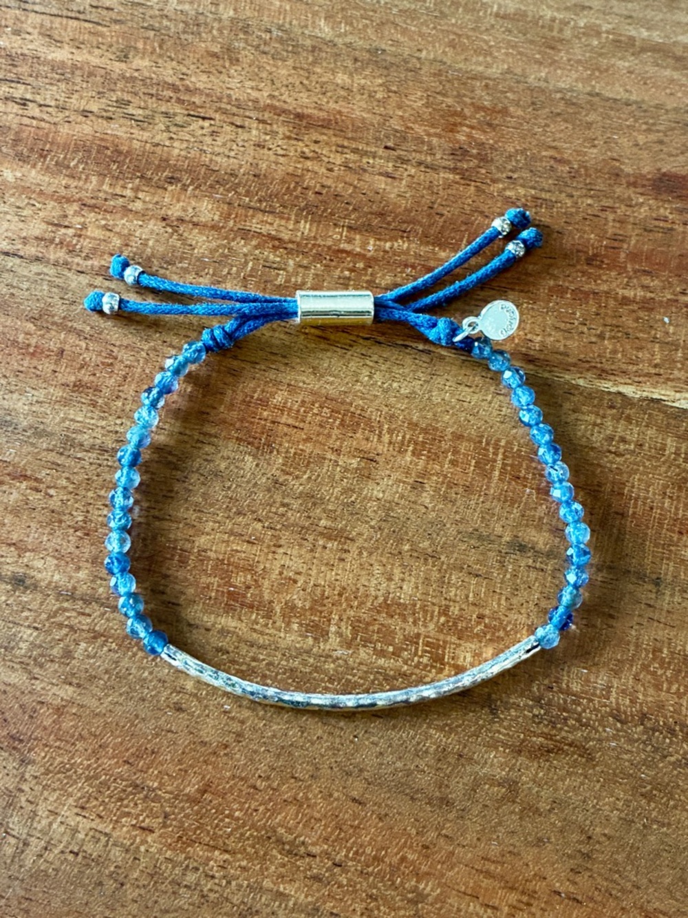 Gorjana Blue Beaded Adjustable Bracelet with Silver Bar